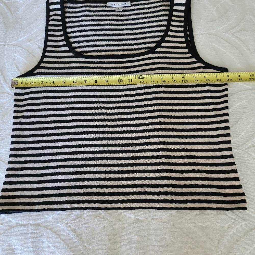 St. John Knit Womens Black White Stripe Top Size Large - Picture 4 of 8